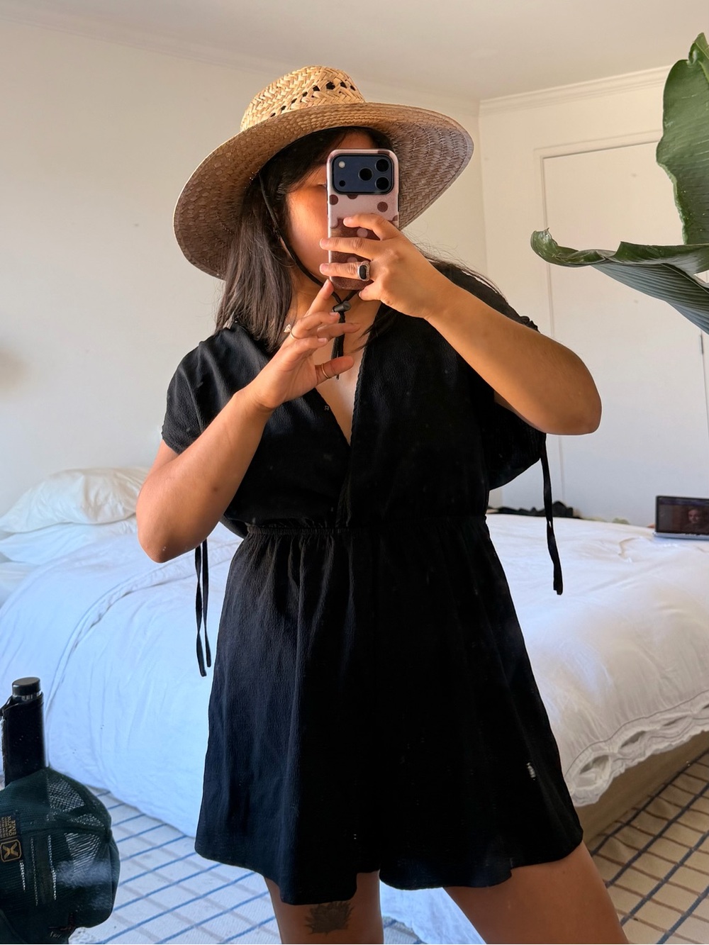 Cupshe black plunging V-neck sleeveless romper